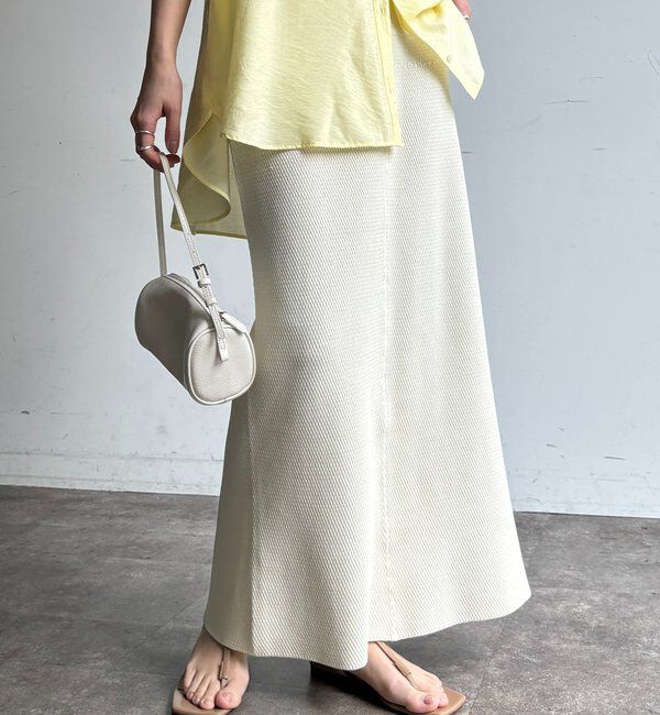  「【セットアップ可能】ハニカムワッフル編みニットスカート」|スカート|