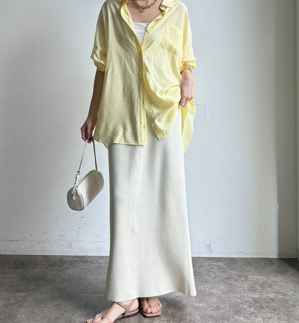  「【セットアップ可能】ハニカムワッフル編みニットスカート」|スカート|