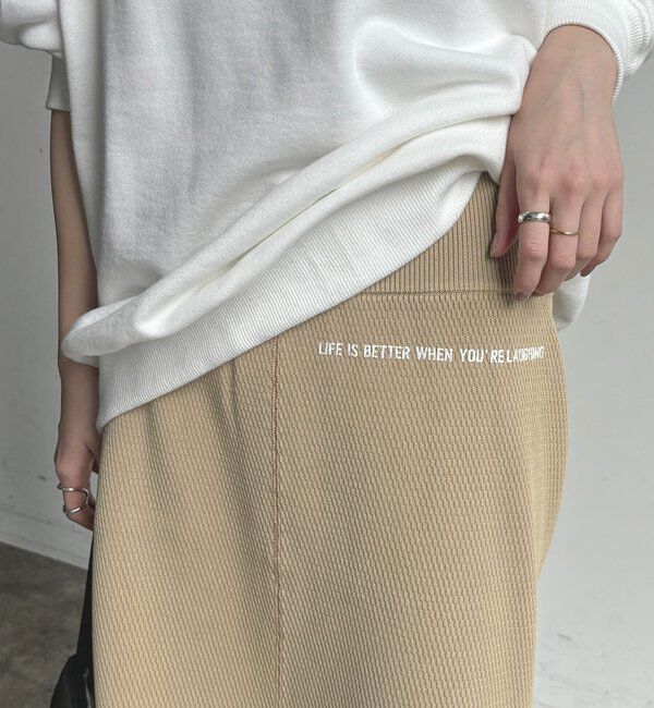  「【セットアップ可能】ハニカムワッフル編みニットスカート」|スカート|ベージュ
