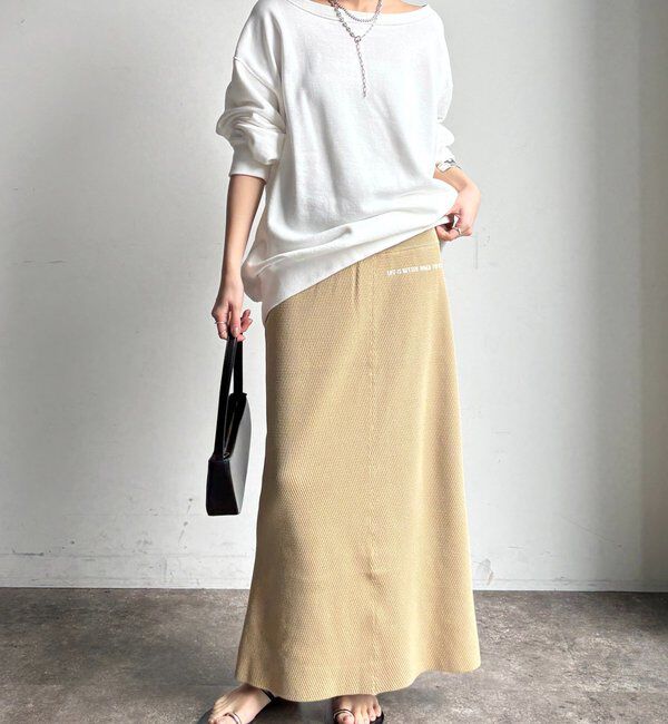  「【セットアップ可能】ハニカムワッフル編みニットスカート」|スカート|