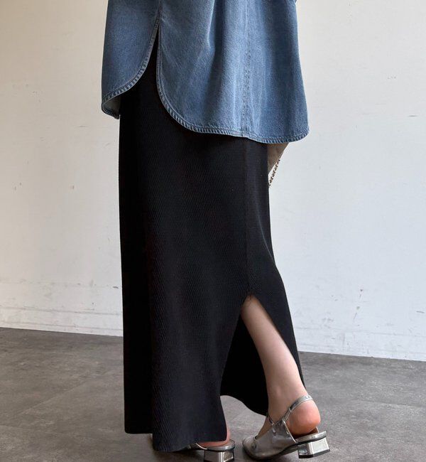  「【セットアップ可能】ハニカムワッフル編みニットスカート」|スカート|