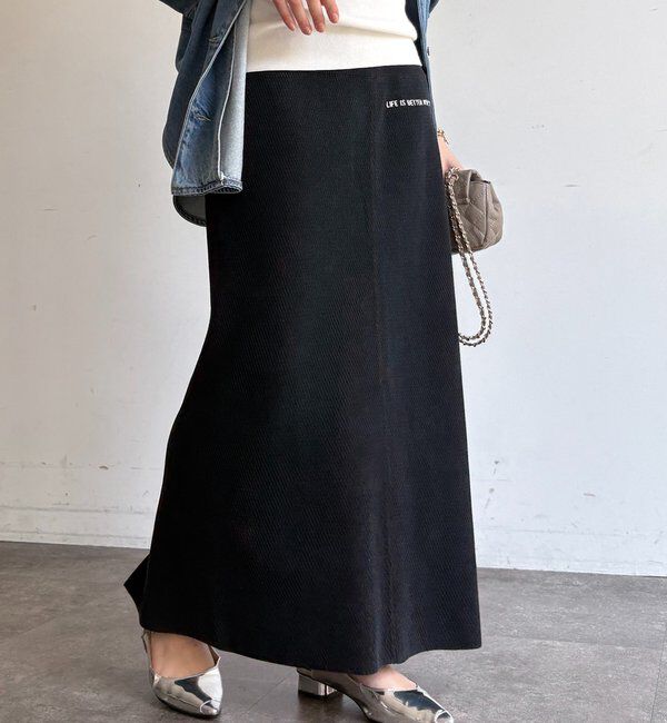  「【セットアップ可能】ハニカムワッフル編みニットスカート」|スカート|