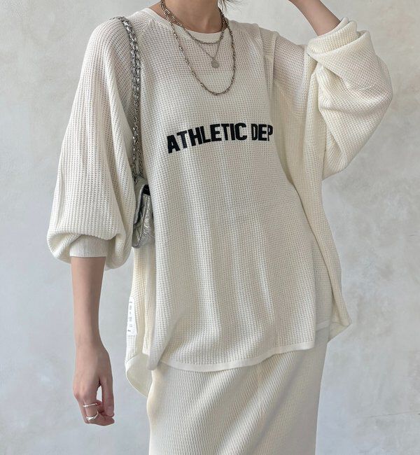  「【セットアップ可能】ワッフル編みロゴプリントニット」|ニット・セーター|オフホワイト