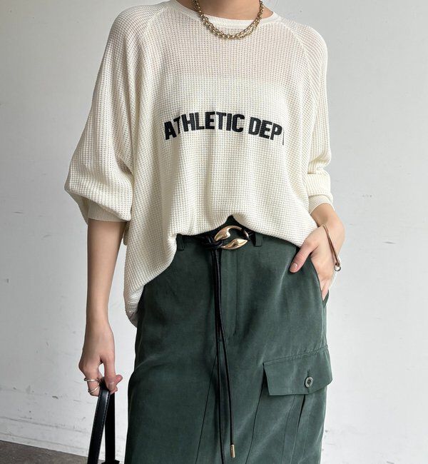  「【セットアップ可能】ワッフル編みロゴプリントニット」|ニット・セーター|