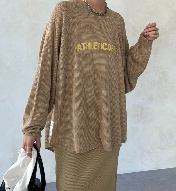  「【セットアップ可能】ワッフル編みロゴプリントニット」|ニット・セーター|