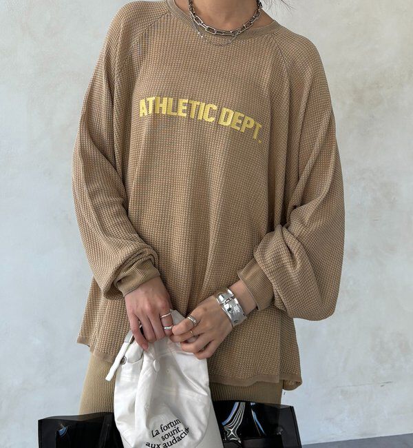  「【セットアップ可能】ワッフル編みロゴプリントニット」|ニット・セーター|