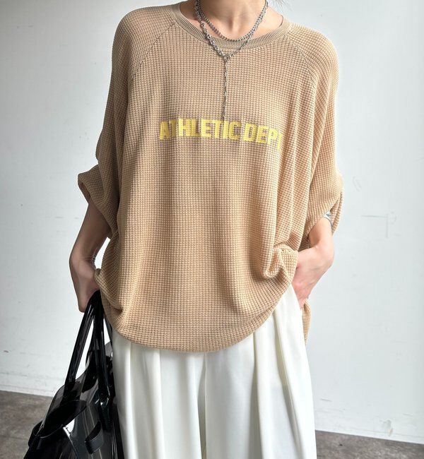  「【セットアップ可能】ワッフル編みロゴプリントニット」|ニット・セーター|