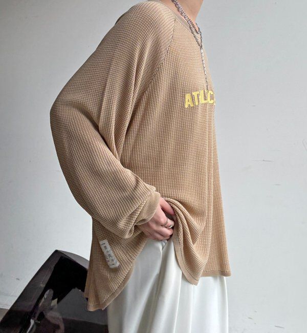  「【セットアップ可能】ワッフル編みロゴプリントニット」|ニット・セーター|