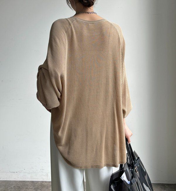  「【セットアップ可能】ワッフル編みロゴプリントニット」|ニット・セーター|