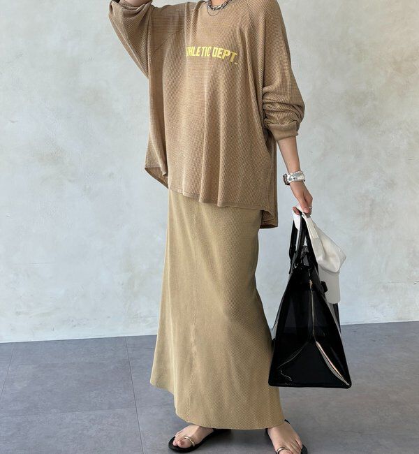  「【セットアップ可能】ワッフル編みロゴプリントニット」|ニット・セーター|