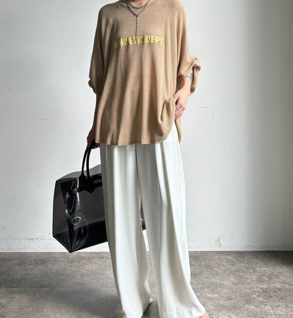  「【セットアップ可能】ワッフル編みロゴプリントニット」|ニット・セーター|