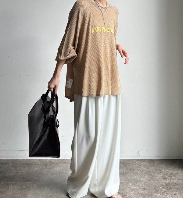  「【セットアップ可能】ワッフル編みロゴプリントニット」|ニット・セーター|