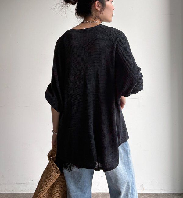  「【セットアップ可能】ワッフル編みロゴプリントニット」|ニット・セーター|