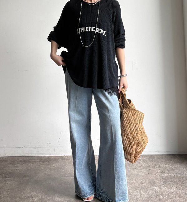  「【セットアップ可能】ワッフル編みロゴプリントニット」|ニット・セーター|