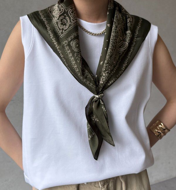  「ペイズリー柄スカーフ」|マフラー|カーキ