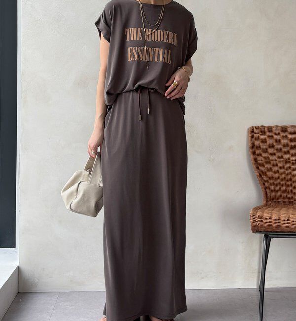  「【セットアップ可能】フロッキー肩タックプリントTEE」|Tシャツ・カットソー|