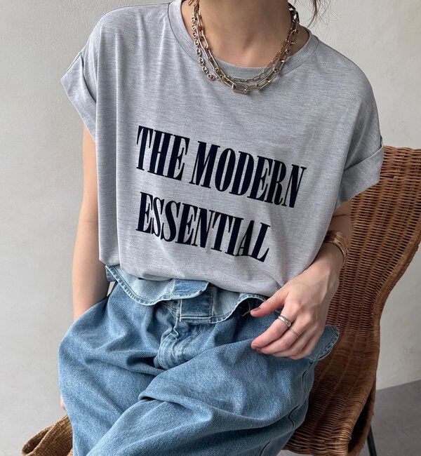  「【セットアップ可能】フロッキー肩タックプリントTEE」|Tシャツ・カットソー|