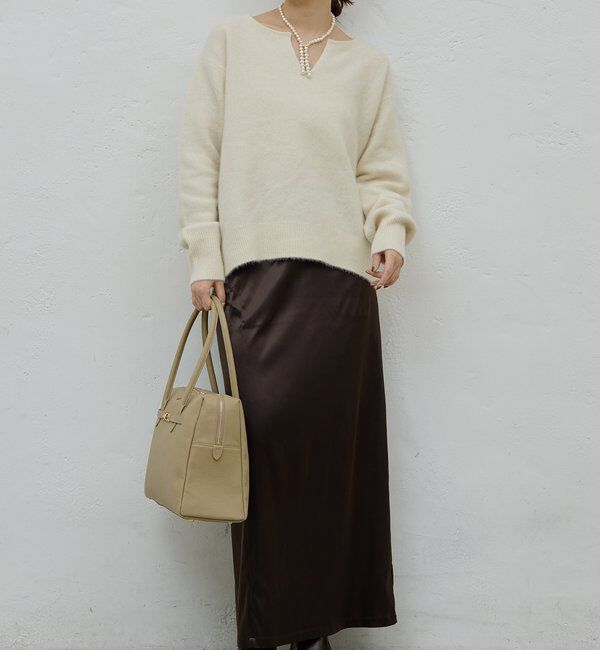  「【デコルテ美人ニット】ファーウールキーネックニット」|ニット・セーター|