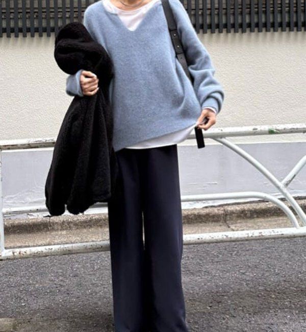  「【デコルテ美人ニット】ファーウールキーネックニット」|ニット・セーター|