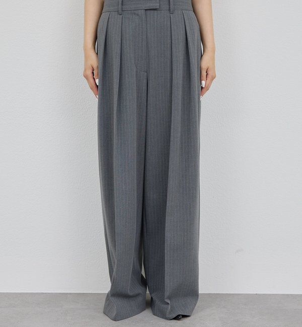  「【手洗い可能】【3サイズ展開】ストライプダブルタックパンツ」|チノ|