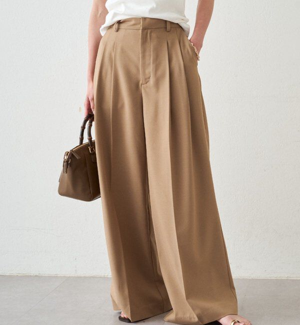  「NEW2タックワイドパンツ」|チノ|ベージュ
