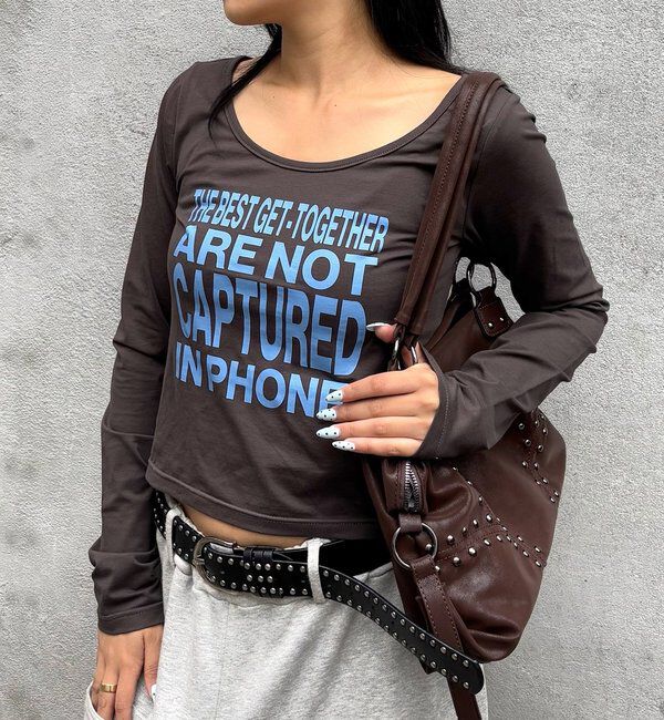  「メッセージトップス」|Tシャツ・カットソー|チャコールグレー