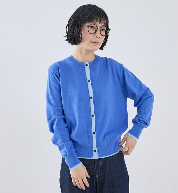 collex「バイカラーコンパクトカーディガン」|カーディガン|ブルー