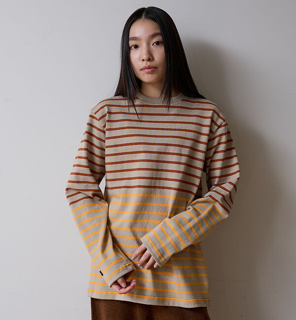 ABAHOUSE「BARBARIAN 12ozHEAVY WEIGHT CREW LONG/ボーダ」|Tシャツ・カットソー|レッド系その他1