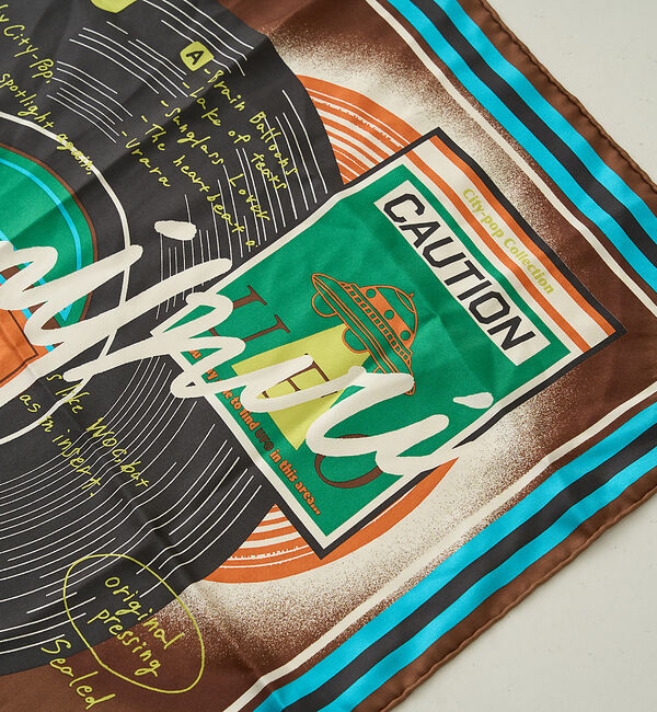 Rouge vif「【manipuri/マニプリ】レコード柄シルクスカーフ 65&times;65」|バンダナ・スカーフ|