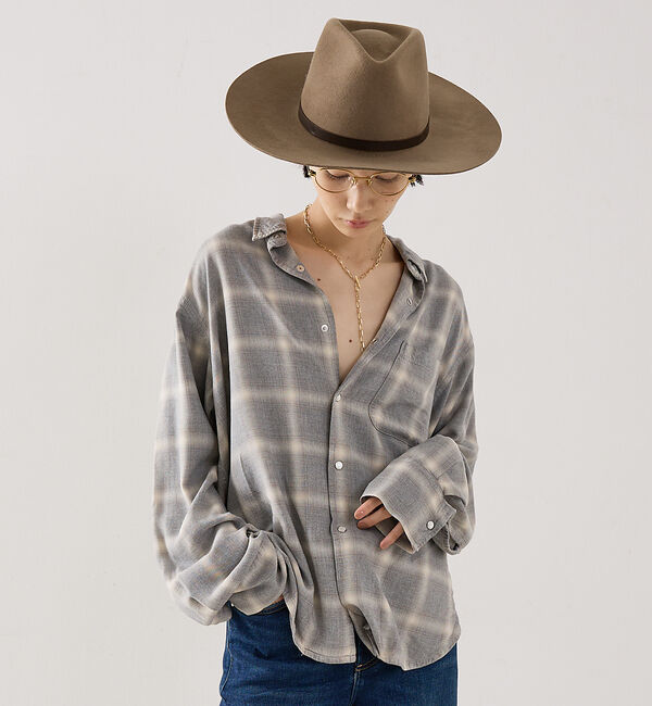 The Store by C' 「【REMI RELIEF】【別注】レーヨンツイルチェックシャツ」|シャツ・ブラウス|ライトグレー