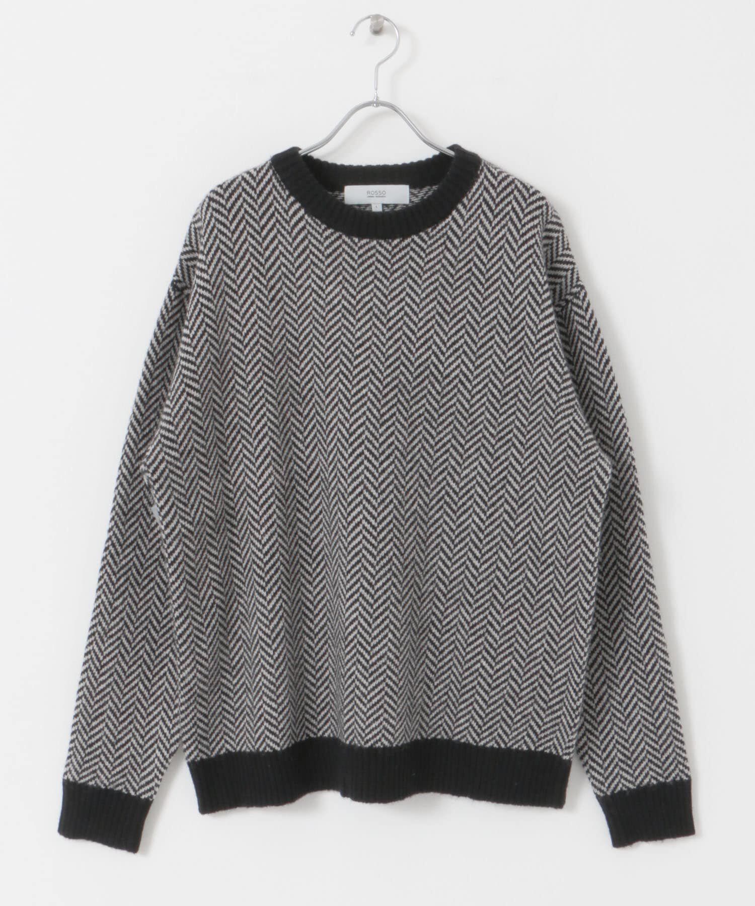 URBAN RESEARCH ROSSO「『XLサイズあり』ヘリンボーン柄クルーネックニット」|ニット・セーター|