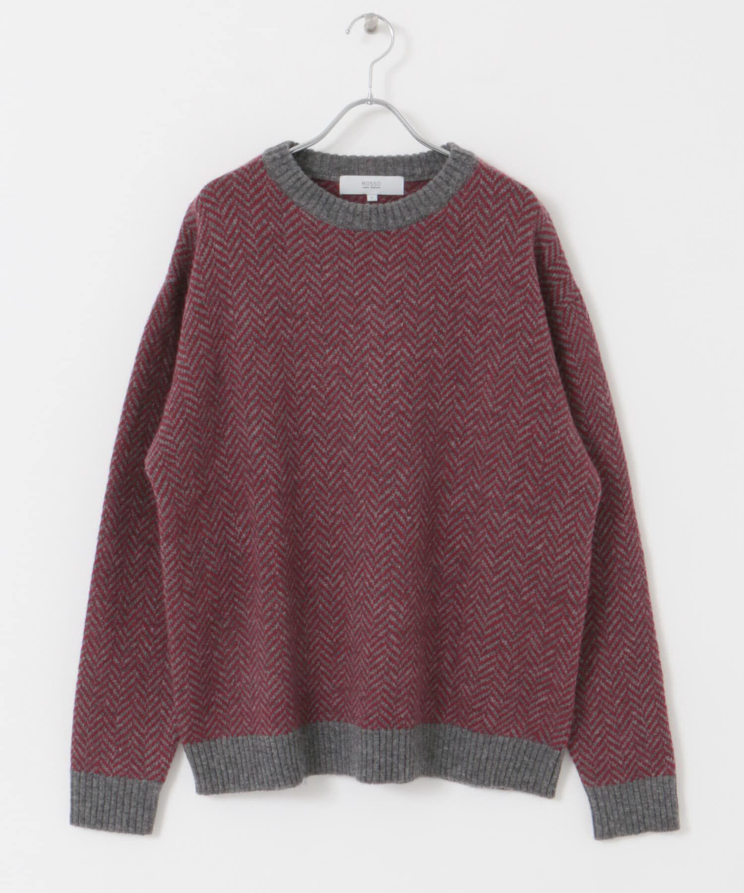 URBAN RESEARCH ROSSO「『XLサイズあり』ヘリンボーン柄クルーネックニット」|ニット・セーター|
