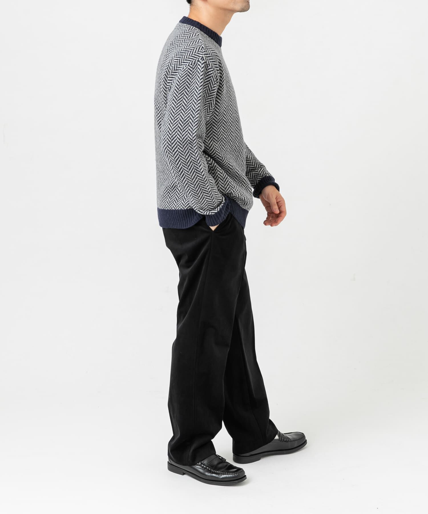 URBAN RESEARCH ROSSO「『XLサイズあり』ヘリンボーン柄クルーネックニット」|ニット・セーター|