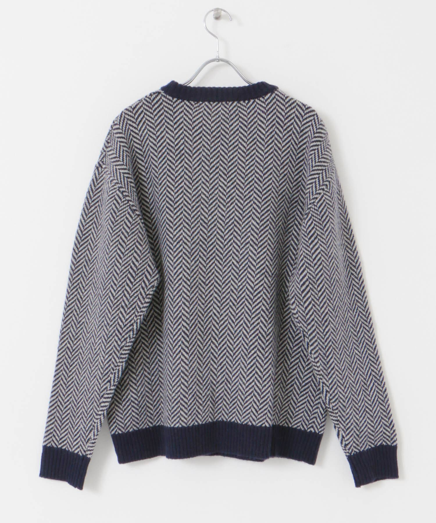 URBAN RESEARCH ROSSO「『XLサイズあり』ヘリンボーン柄クルーネックニット」|ニット・セーター|