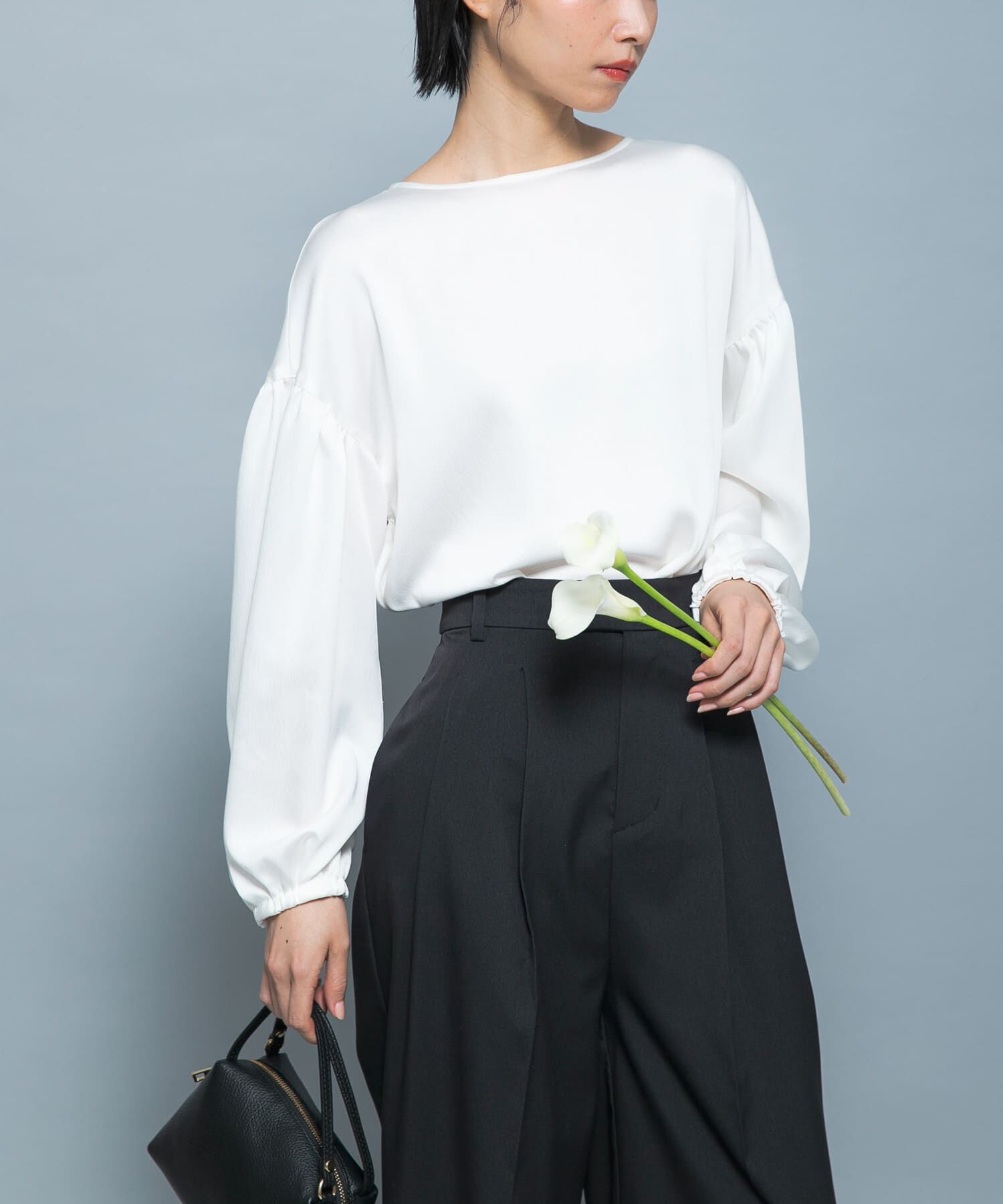 URBAN RESEARCH ROSSO「ハンマーサテンギャザーブラウス」|シャツ・ブラウス|