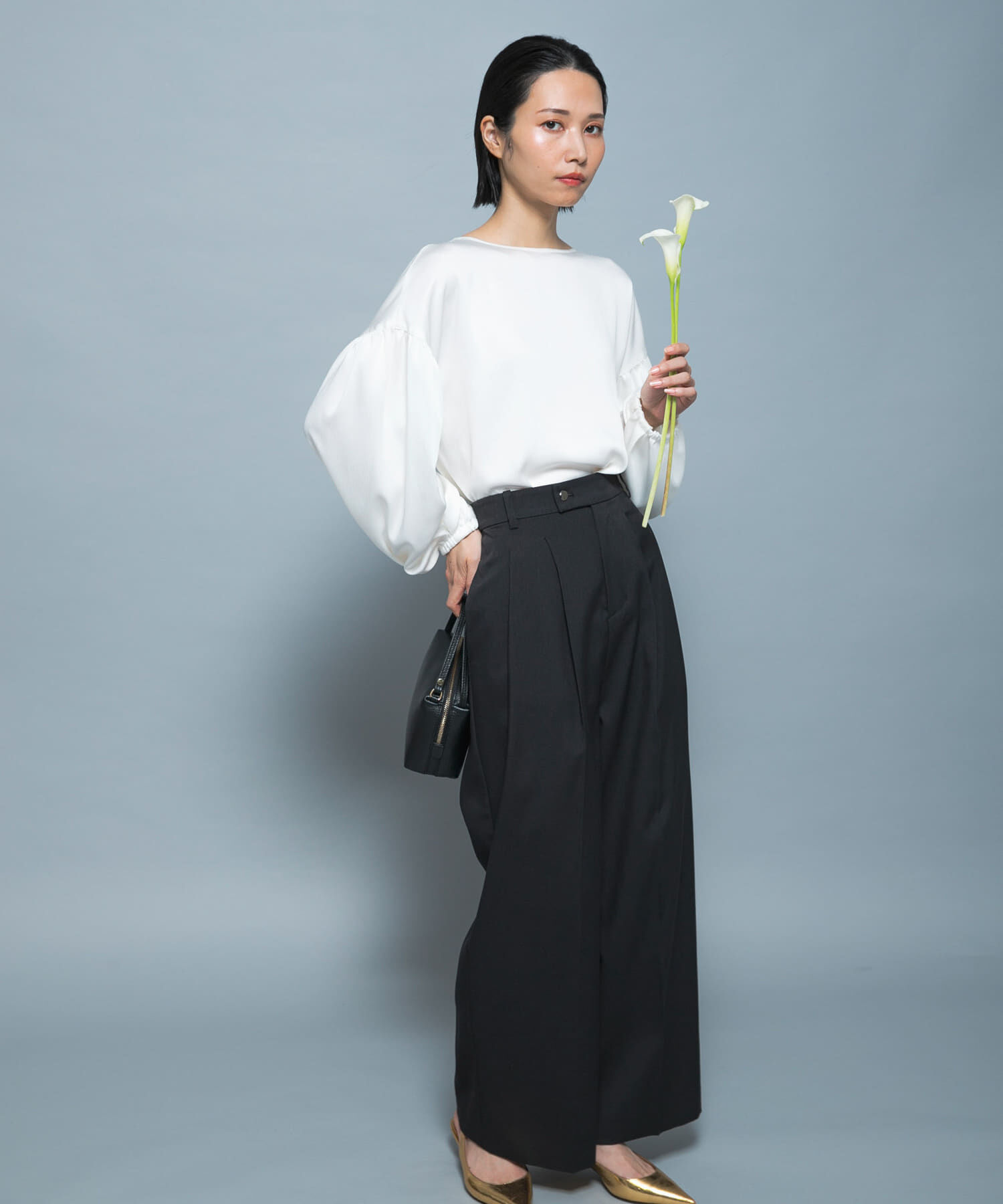 URBAN RESEARCH ROSSO「ハンマーサテンギャザーブラウス」|シャツ・ブラウス|