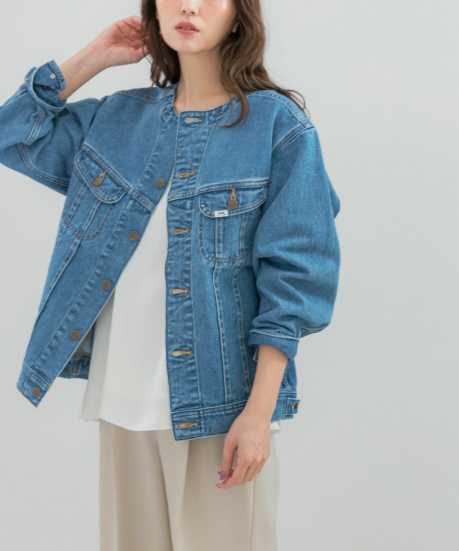 URBAN RESEARCH ROSSO「『別注』Lee101&times;ROSSO　NOCOLLAR JACKET」|デニムジャケット|