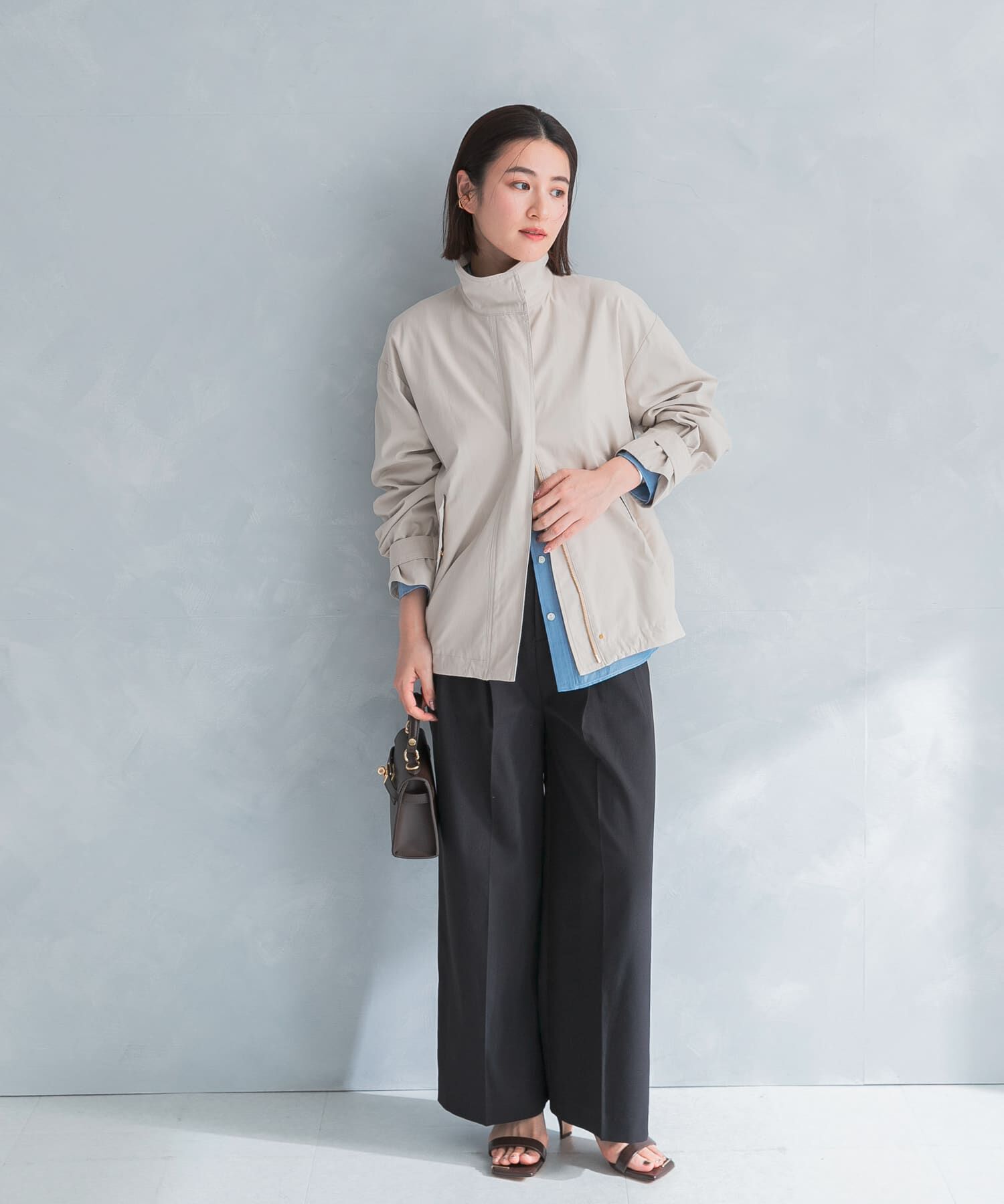 URBAN RESEARCH ROSSO「撥水スタンドカラーミドルコート」|ノーカラーコート|