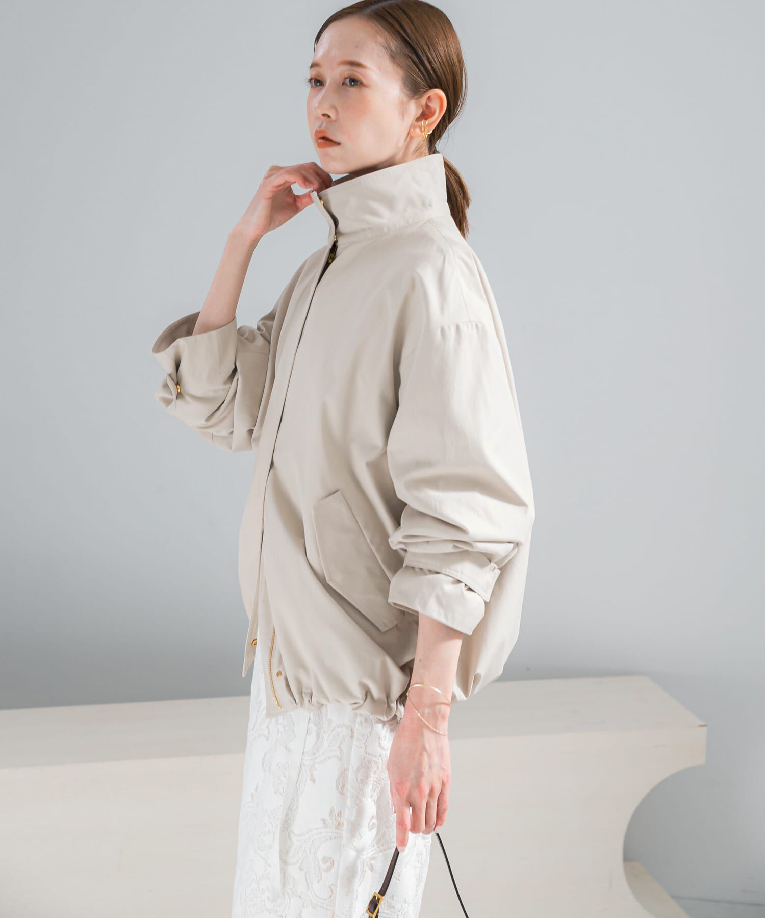 URBAN RESEARCH ROSSO「撥水スタンドカラーミドルコート」|ノーカラーコート|