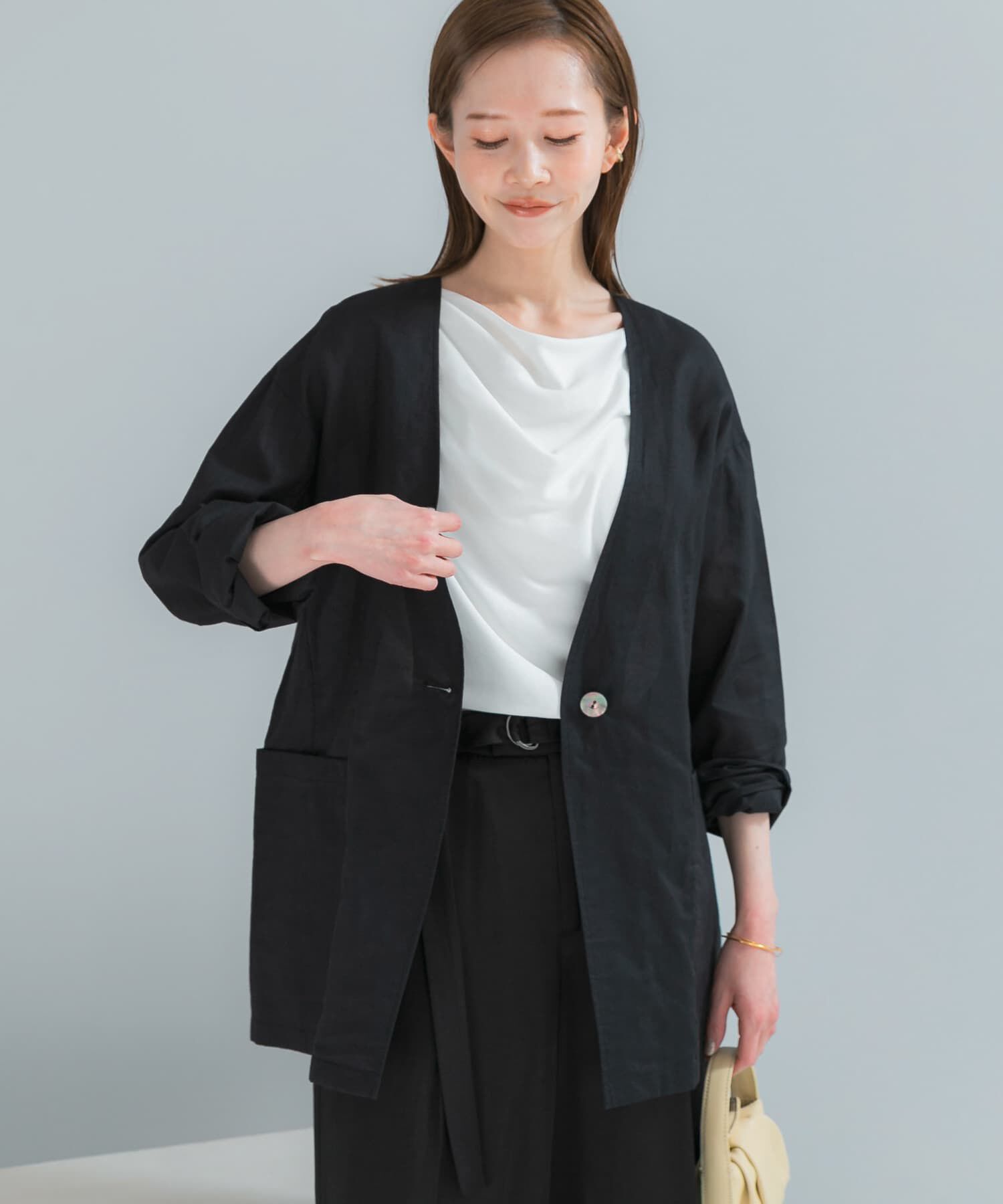 URBAN RESEARCH ROSSO「メモリーコットンライトジャケット」|ノーカラージャケット|