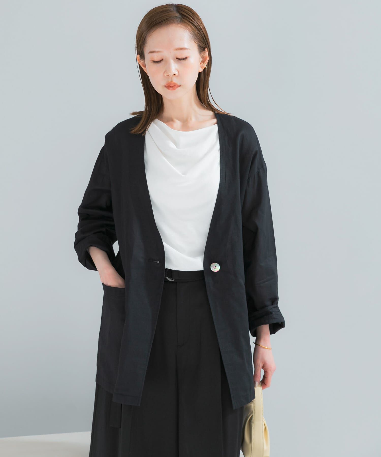 URBAN RESEARCH ROSSO「メモリーコットンライトジャケット」|ノーカラージャケット|