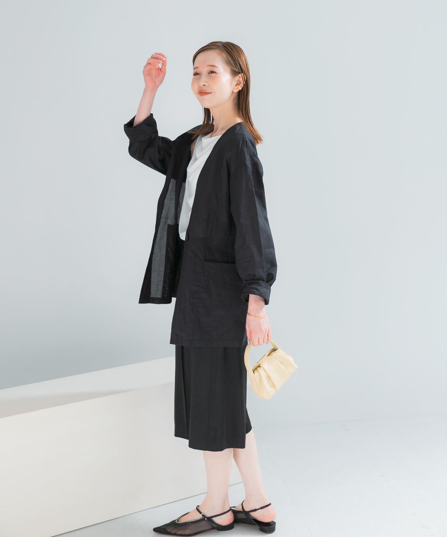 URBAN RESEARCH ROSSO「メモリーコットンライトジャケット」|ノーカラージャケット|