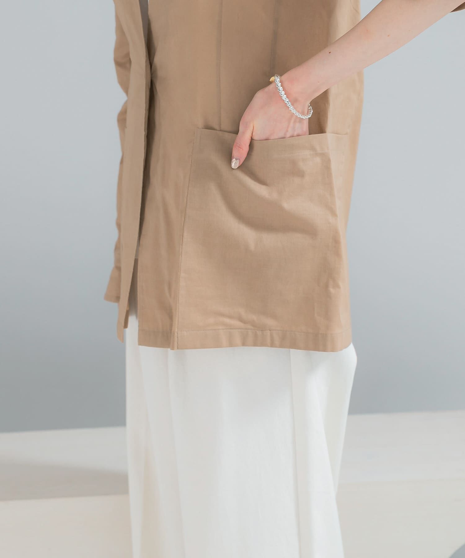 URBAN RESEARCH ROSSO「メモリーコットンライトジャケット」|ノーカラージャケット|