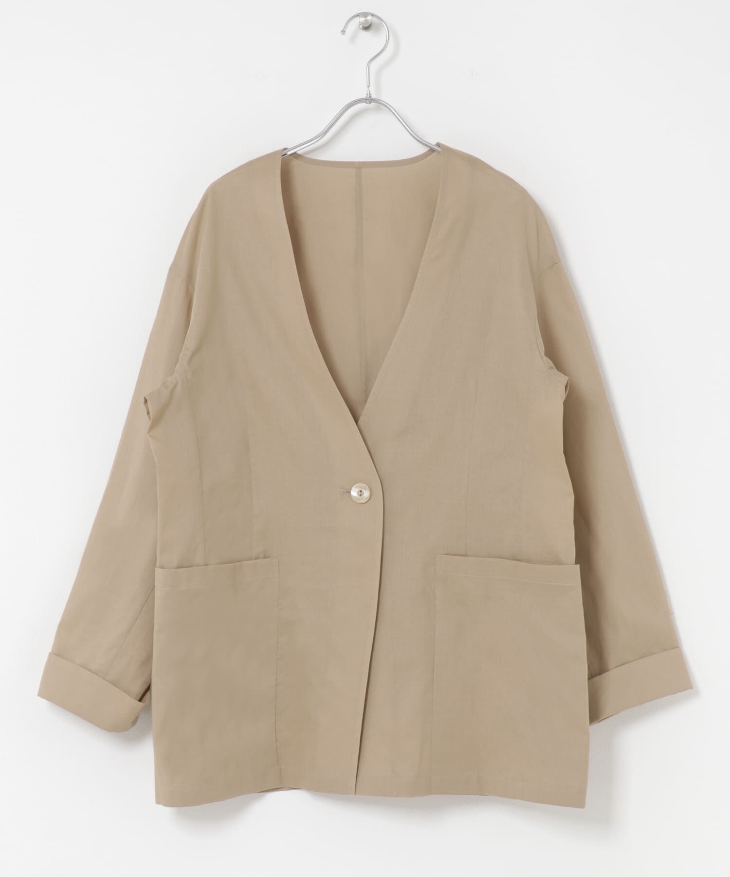 URBAN RESEARCH ROSSO「メモリーコットンライトジャケット」|ノーカラージャケット|