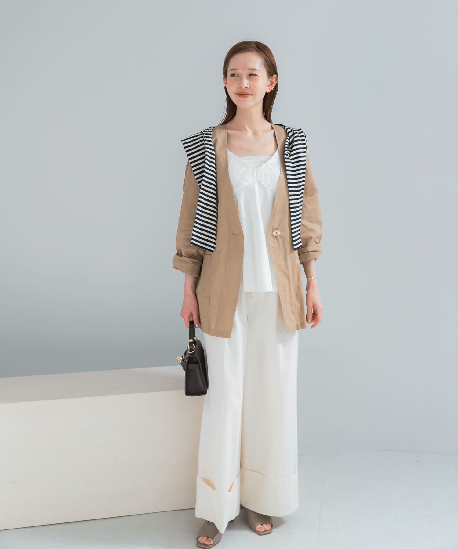 URBAN RESEARCH ROSSO「メモリーコットンライトジャケット」|ノーカラージャケット|