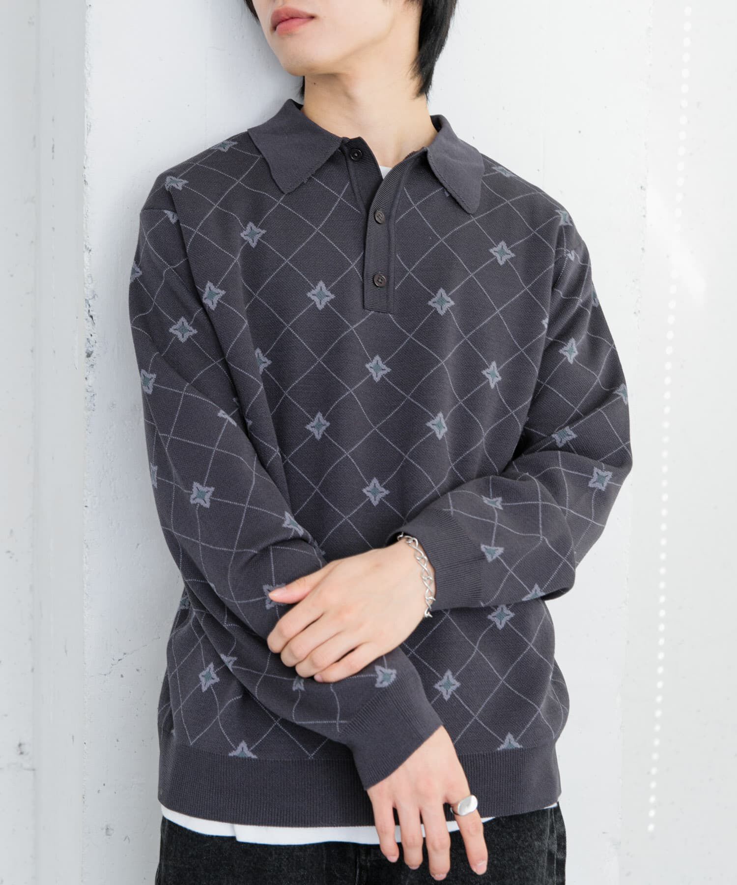 SENSE OF PLACE by URBAN RESEARCH「フラワージャガードニットポロ」|ニット・セーター|