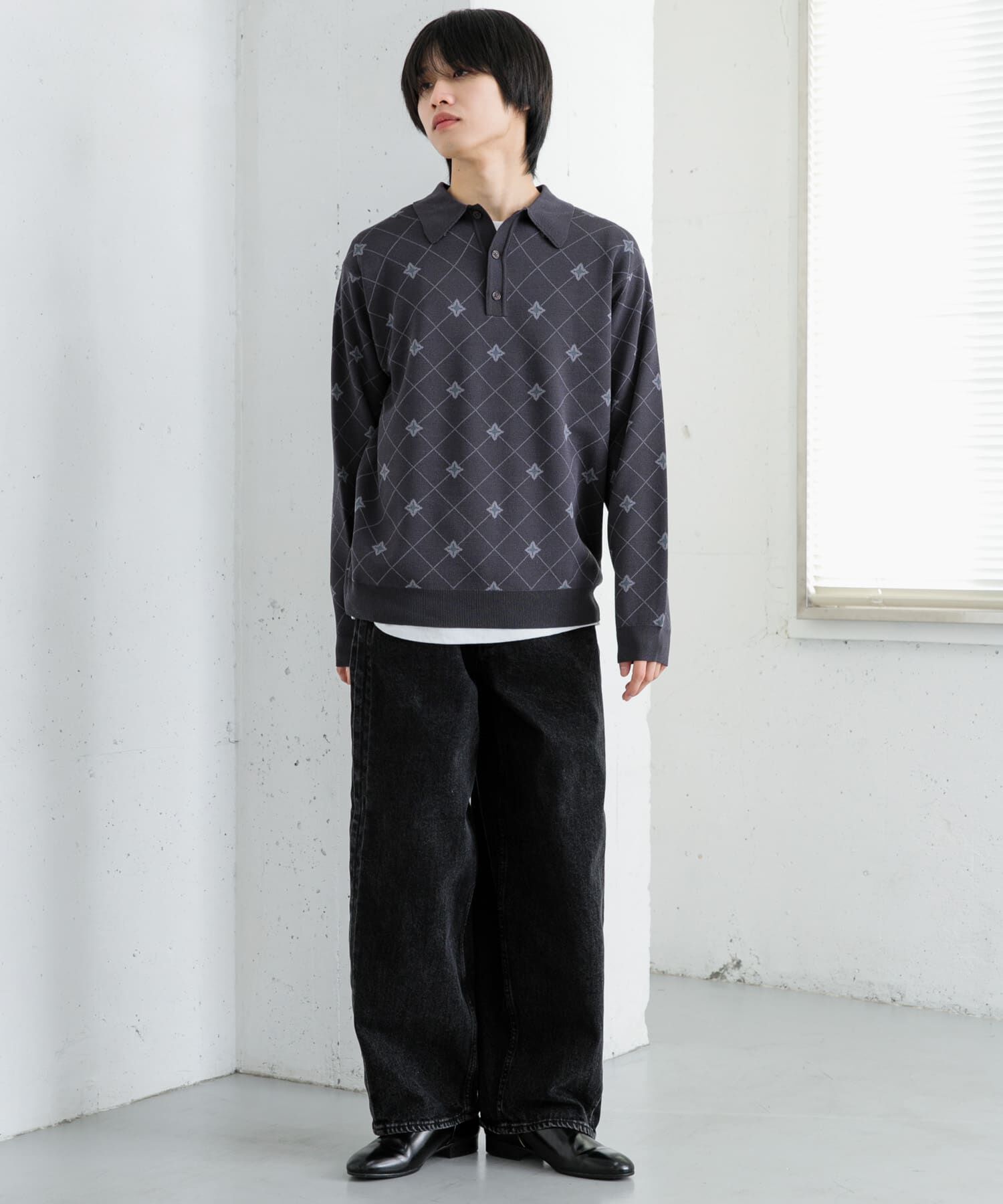 SENSE OF PLACE by URBAN RESEARCH「フラワージャガードニットポロ」|ニット・セーター|