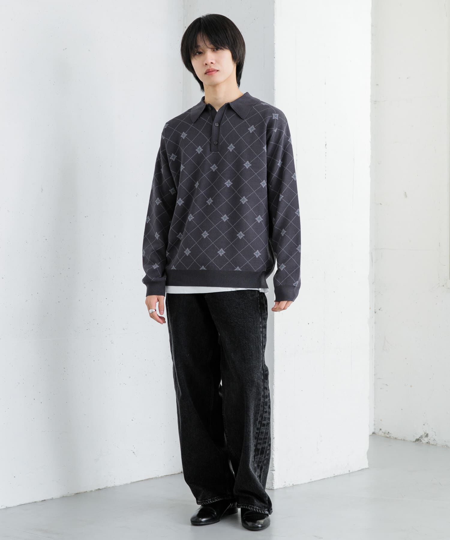 SENSE OF PLACE by URBAN RESEARCH「フラワージャガードニットポロ」|ニット・セーター|