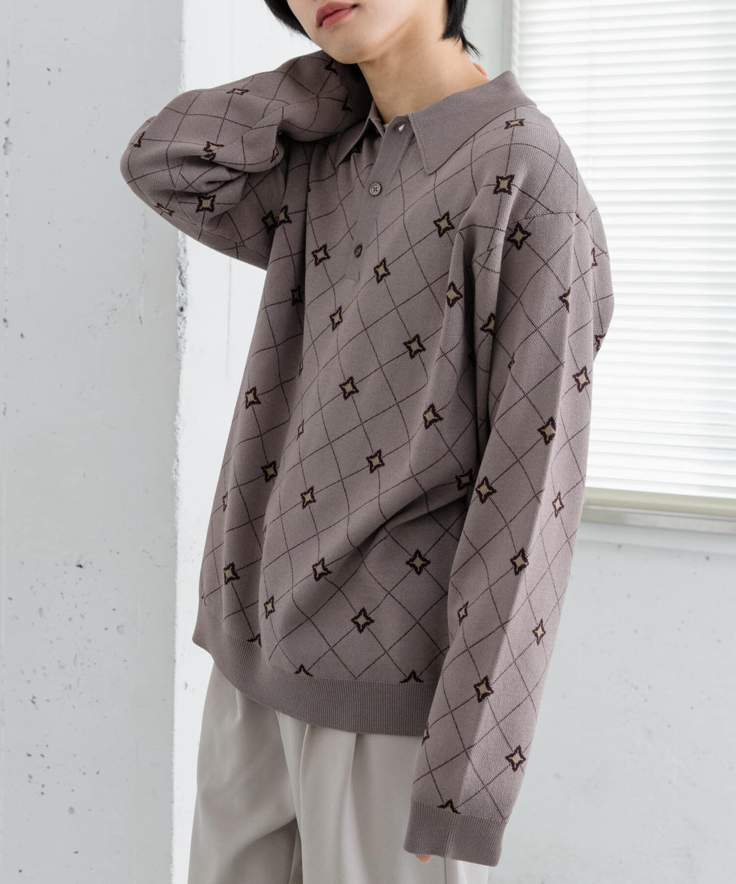 SENSE OF PLACE by URBAN RESEARCH「フラワージャガードニットポロ」|ニット・セーター|