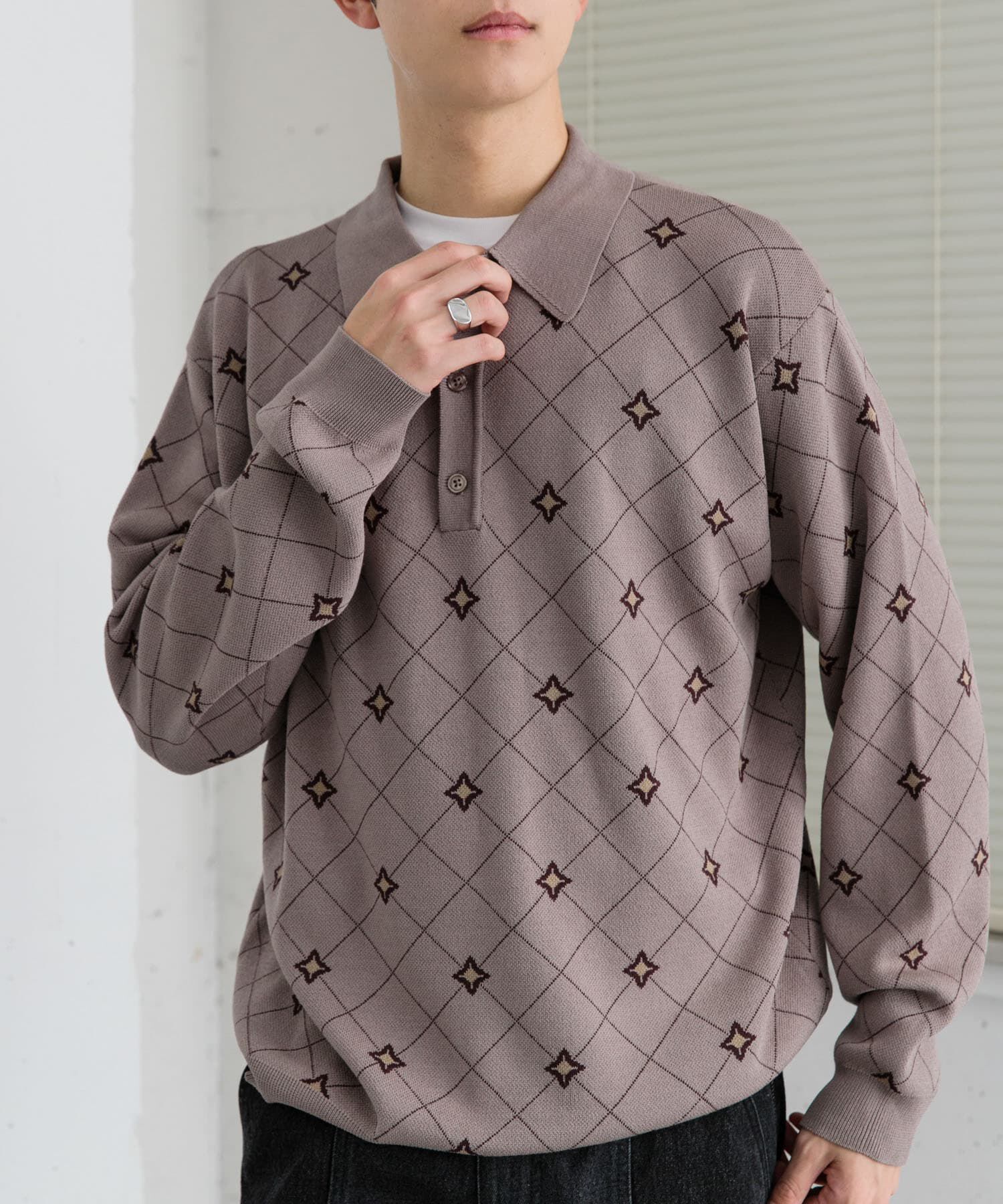 SENSE OF PLACE by URBAN RESEARCH「フラワージャガードニットポロ」|ニット・セーター|